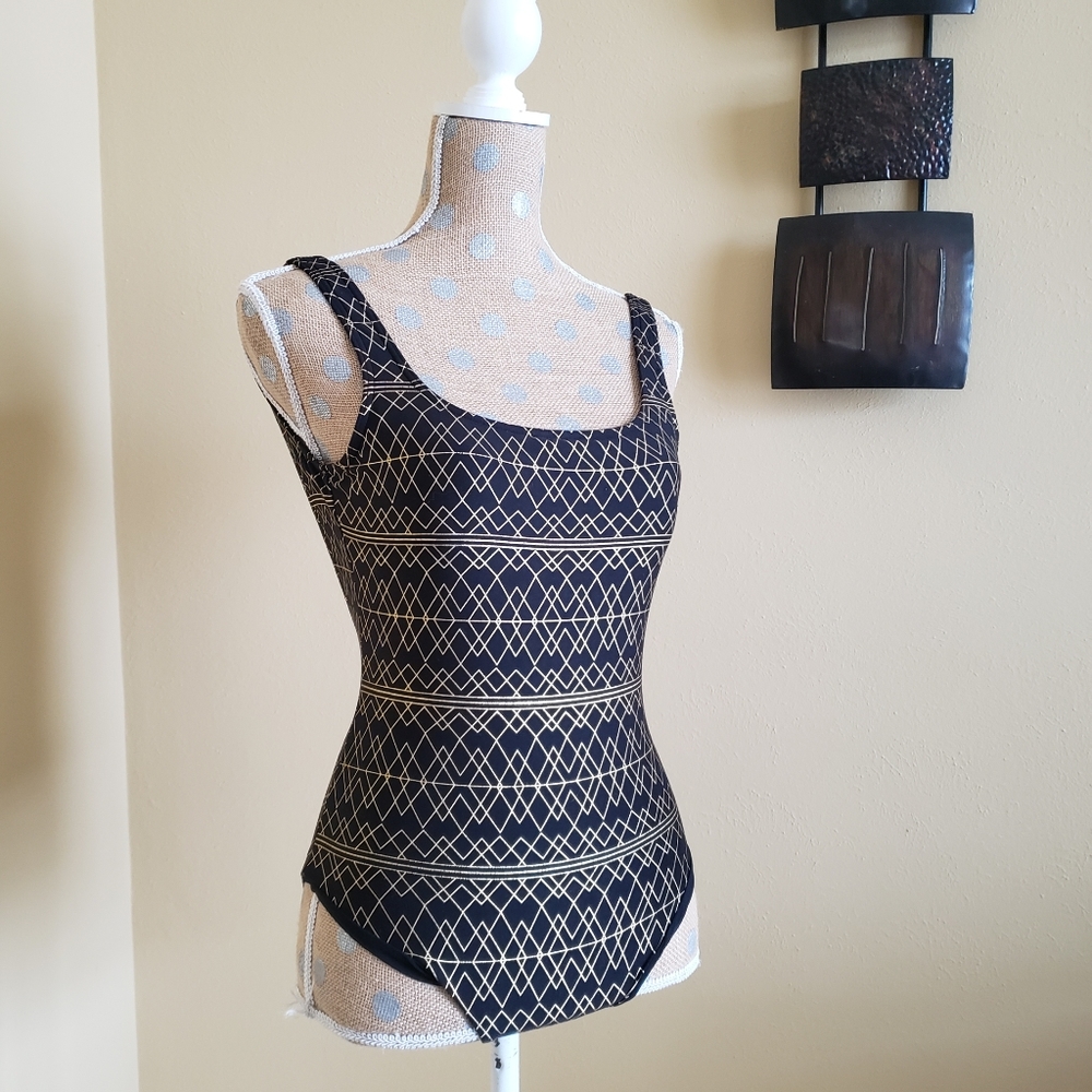 NWOT NipTuck Swim black gold geometric swim suit 4 - Picture 2 of 13